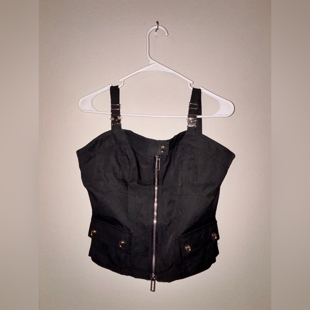 Black Strap Crop Top